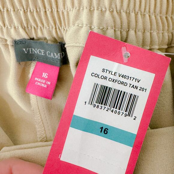 Vince Camuto Elastic Waist Wide Leg Dress Pants Trousers Oxford Tan Size 16 NWT - Picture 7 of 9